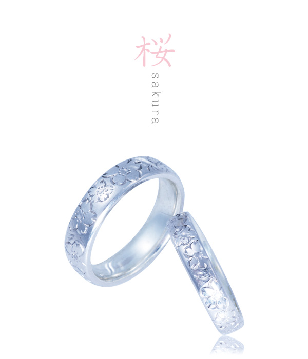 彫金結婚指輪　プラチナ ゴールド